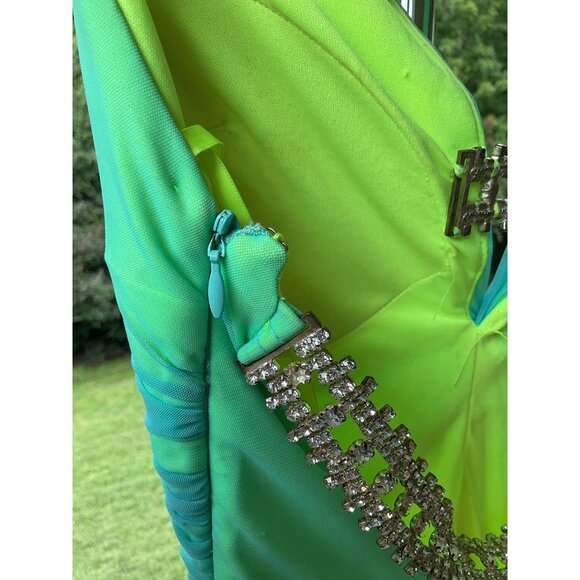 Cache Dress VTG Y2K Maxi Gown Prom Cruise Resort Fairy Whimiscal Ombre Green 2 - Picture 10 of 16